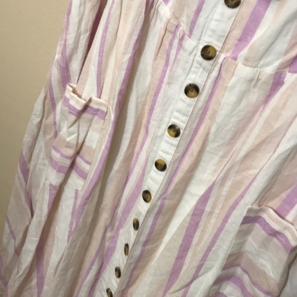 Torrid 4 MULTI STRIPE LINEN BUTTON MIDI DRESS - Picture 5 of 10